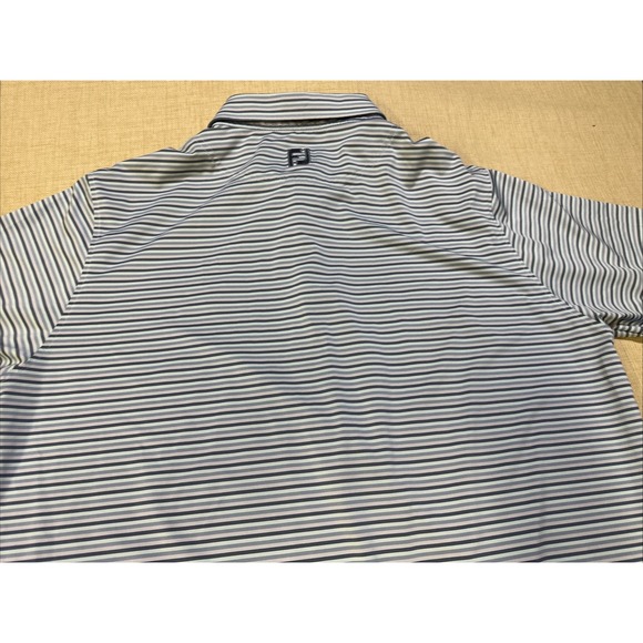 FootJoy FJ Polo Golf Shirt Men XL Blue / Gray / Lavender Striped Short Sleeve - Picture 16 of 16